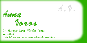 anna voros business card